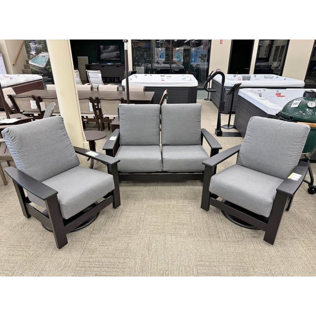 Telescope Casual Furniture Leeward Cushion Loveseat & Swivel Rockers