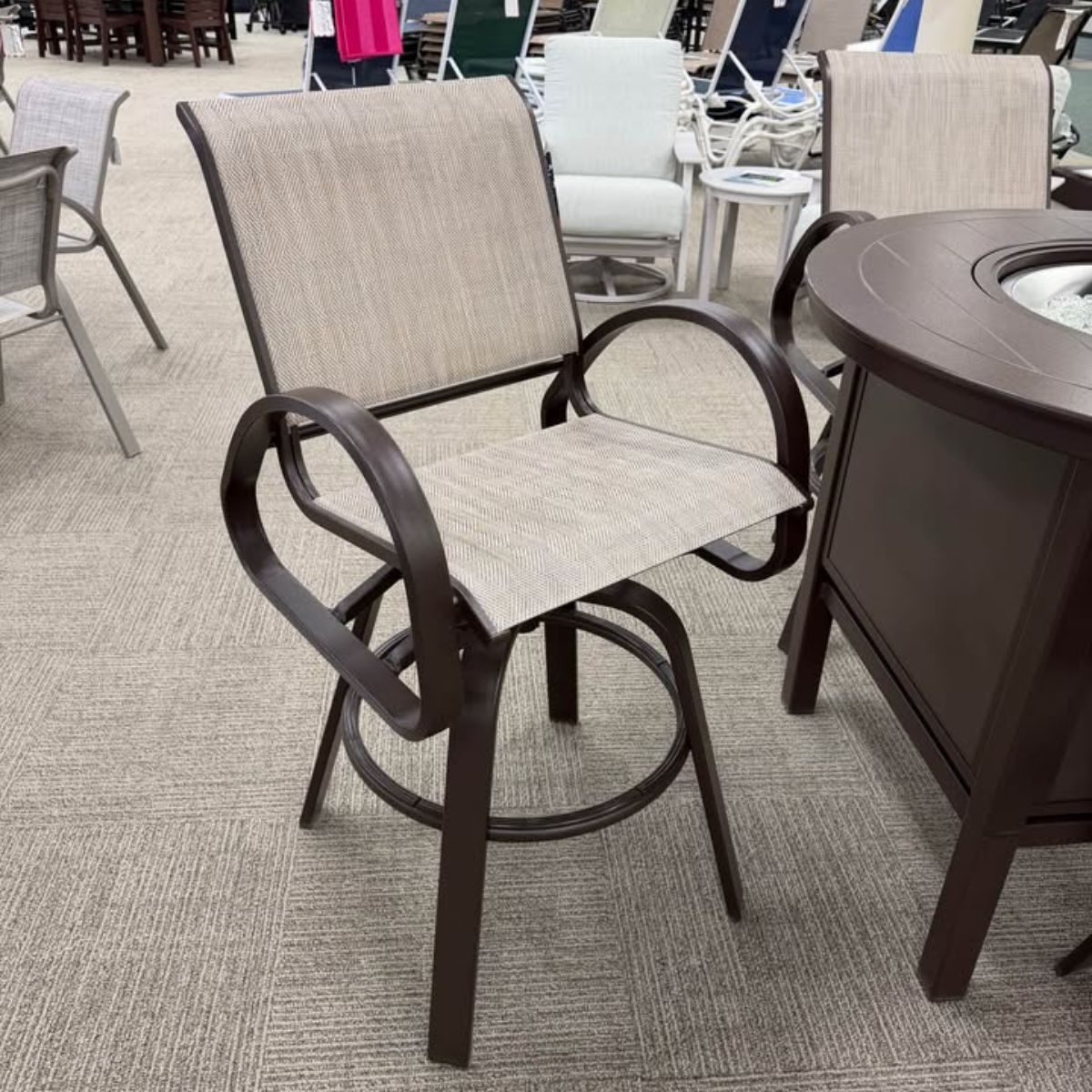 Telescope Casual Furniture Aruba Bar Height Fire Table Set