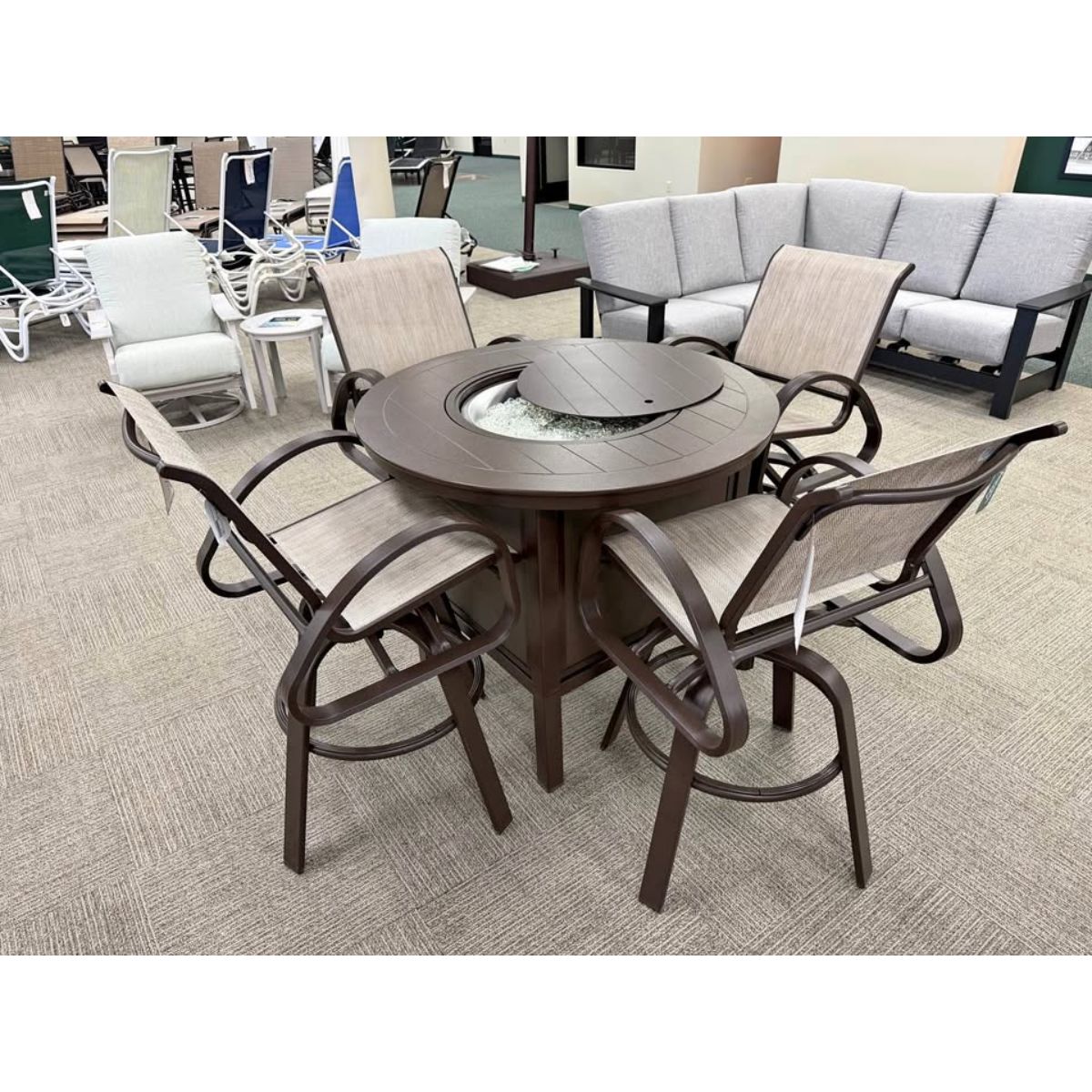 Telescope Casual Furniture Aruba Bar Height Fire Table Set